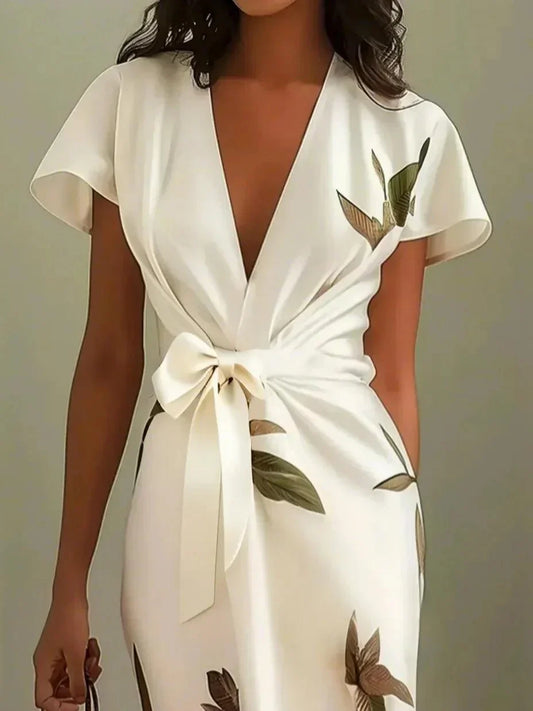Michela - Vestido cruzado elegante con estampado floral