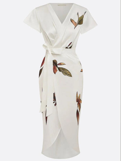 Michela - Vestido cruzado elegante con estampado floral