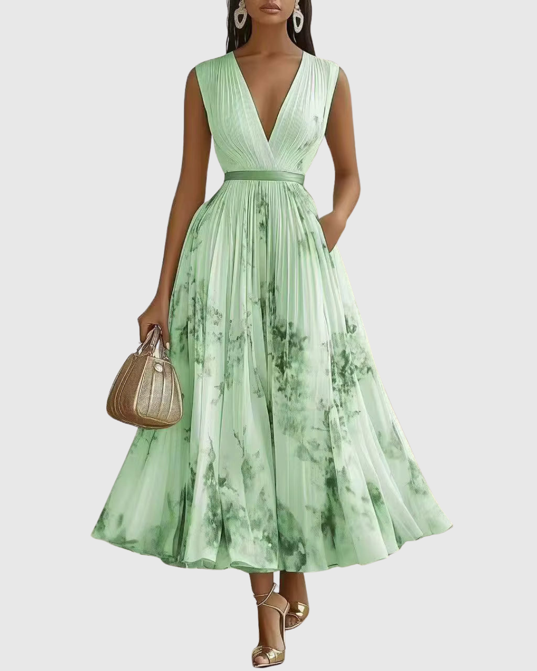 Paola - Vestido Maxi Plisado Elegante