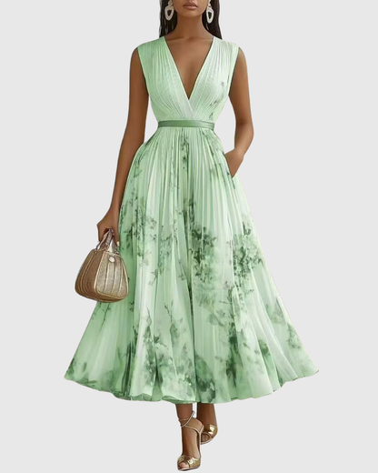 Paola - Vestido Maxi Plisado Elegante