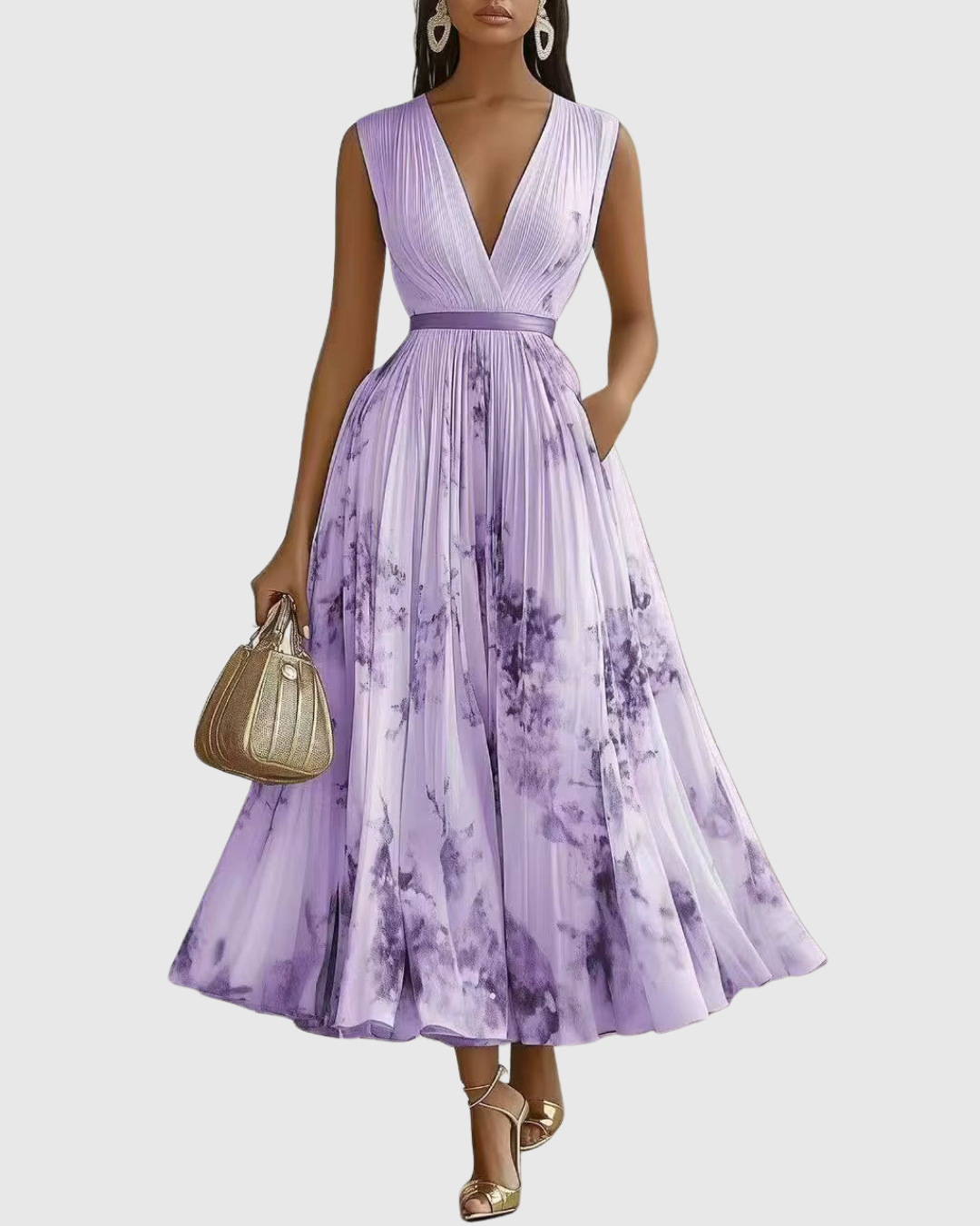 Paola - Vestido Maxi Plisado Elegante