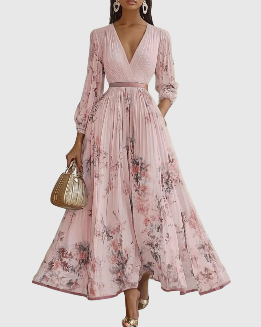 Paola - Vestido Maxi Plisado Elegante