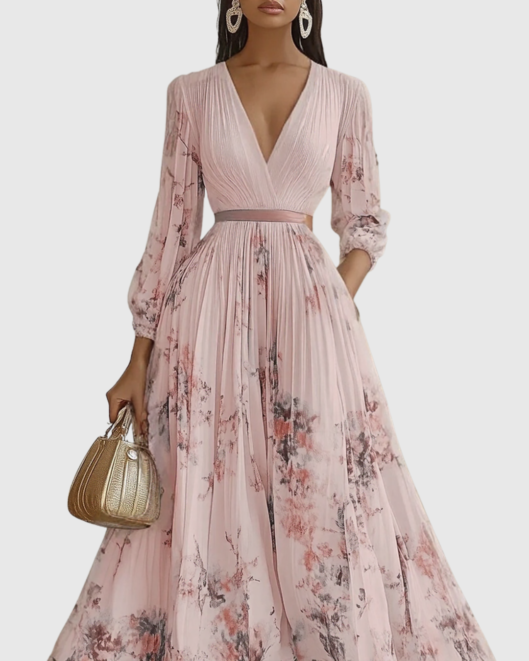 Paola - Vestido Maxi Plisado Elegante