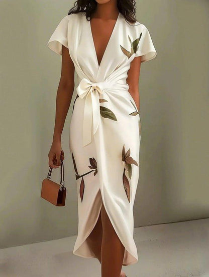 Michela - Vestido cruzado elegante con estampado floral