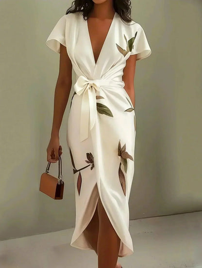 Michela - Vestido cruzado elegante con estampado floral