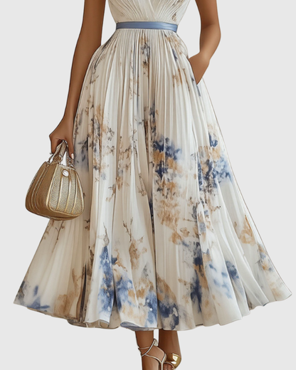 Paola - Vestido Maxi Plisado Elegante