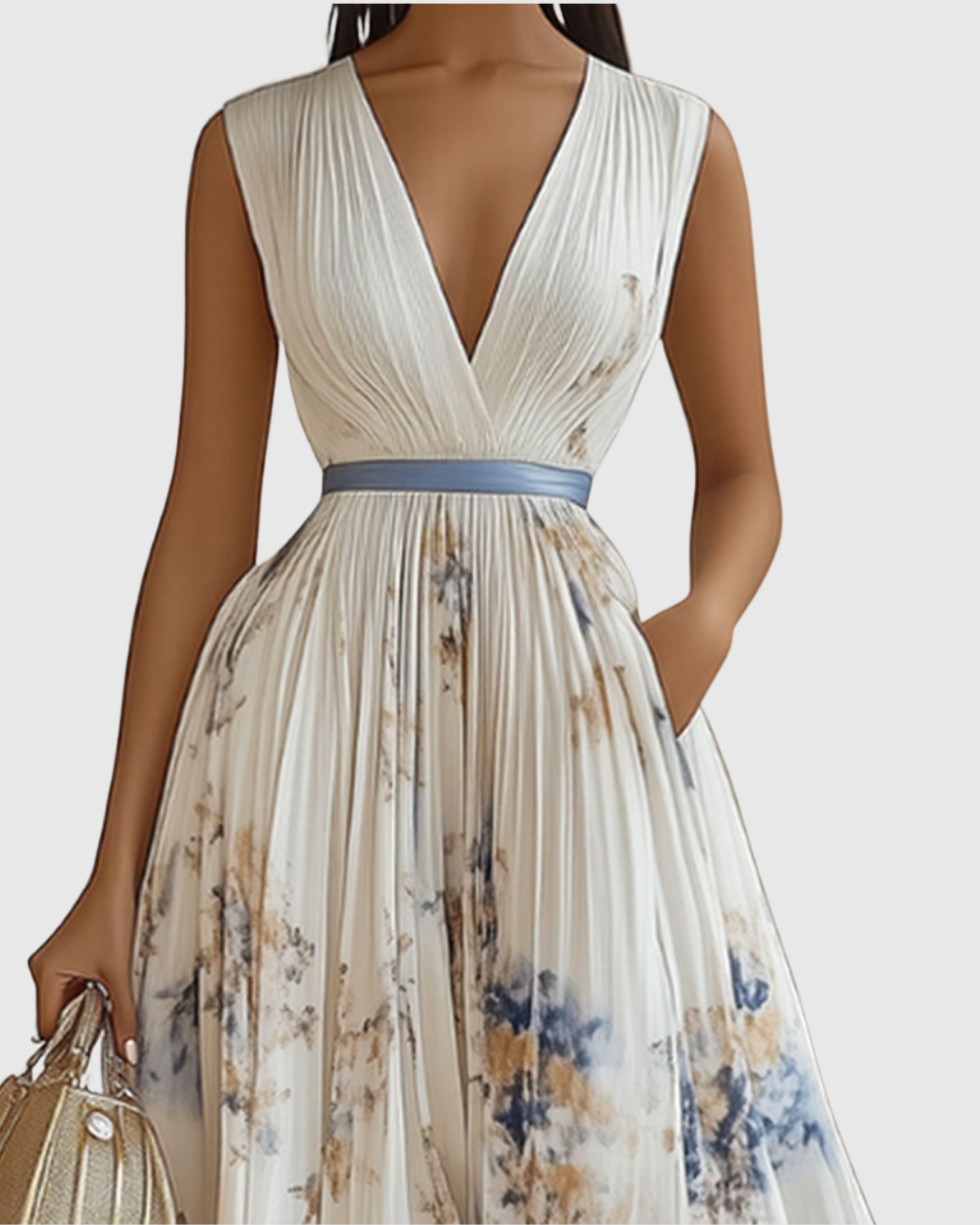 Paola - Vestido Maxi Plisado Elegante