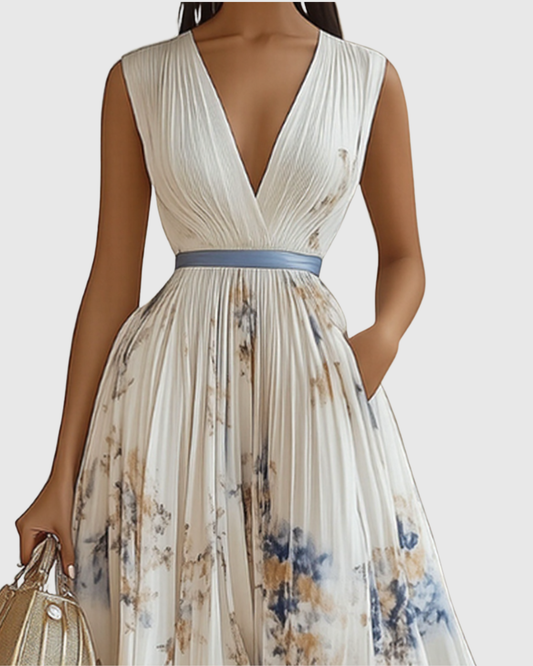 Paola - Vestido Maxi Plisado Elegante
