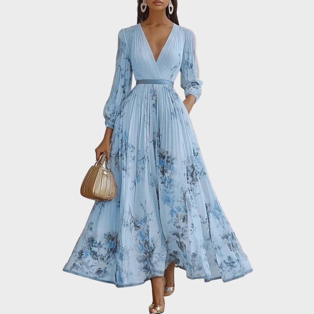 Paola - Vestido Maxi Plisado Elegante