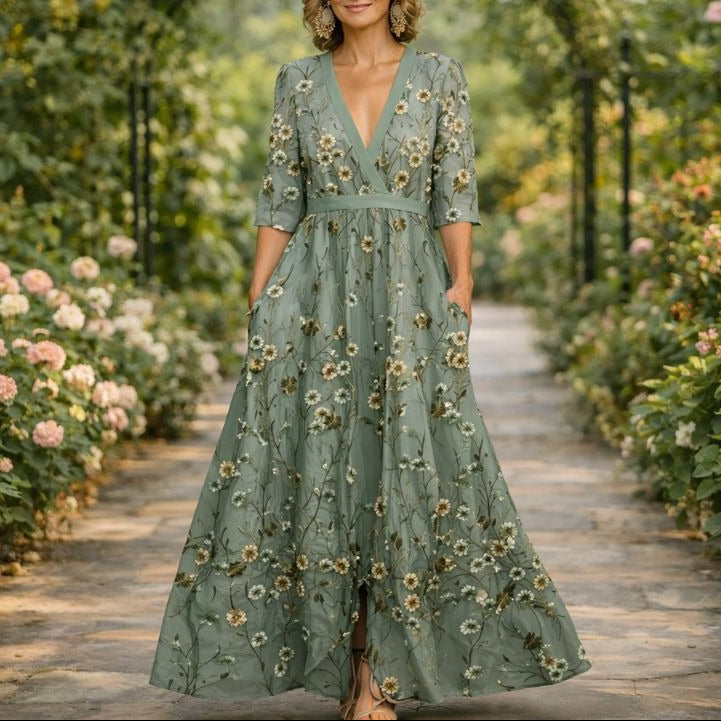 Eleonora - Vestido Largo Suave Con Escote En V
