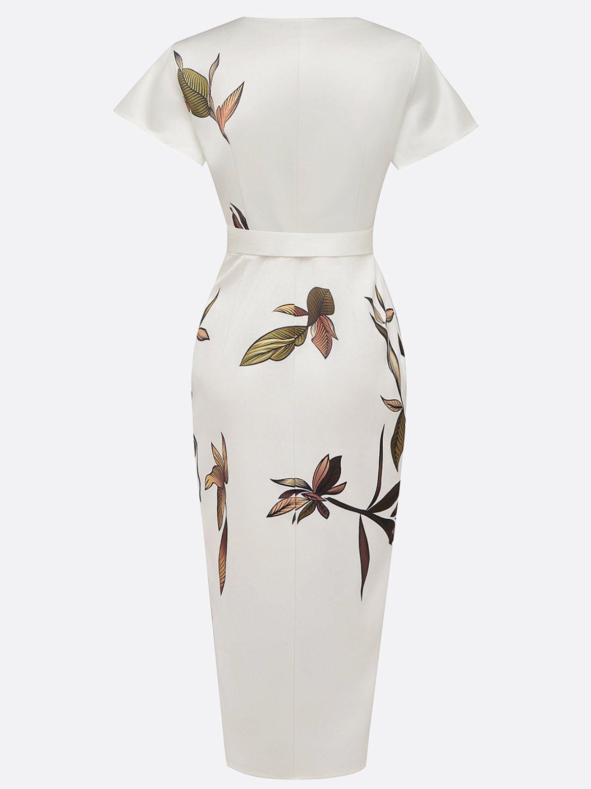 Michela - Vestido cruzado elegante con estampado floral
