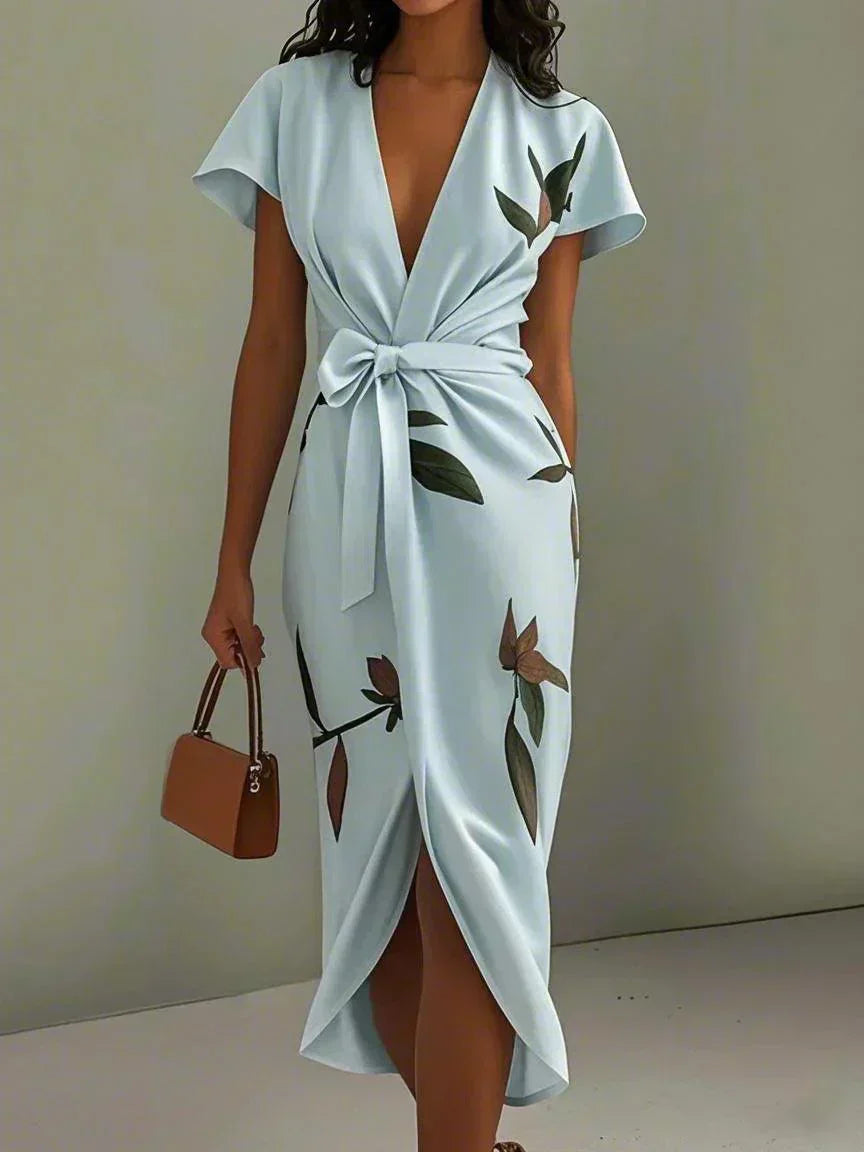 Michela - Vestido cruzado elegante con estampado floral