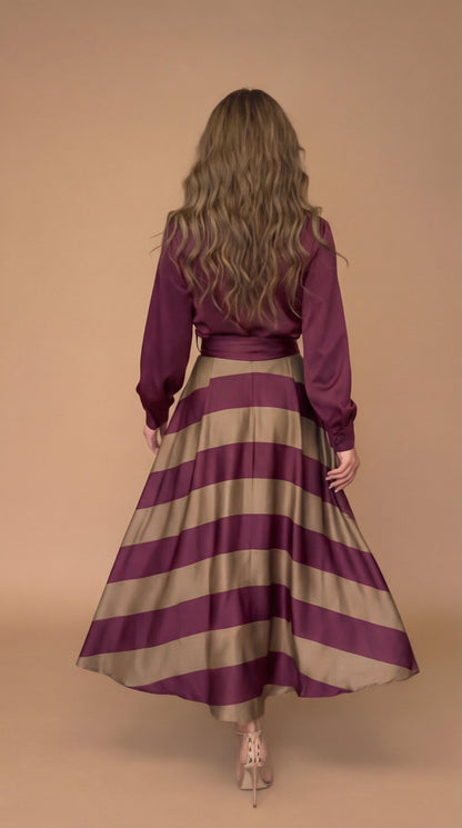Sofía - Vestido Largo A Rayas Con Encaje